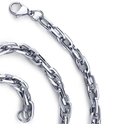 20 Inch Stainless Steel Interlocked Rectangular Link Chain Necklace