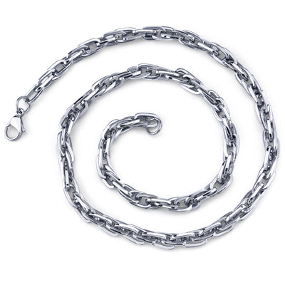 20 Inch Stainless Steel Interlocked Rectangular Link Chain Necklace