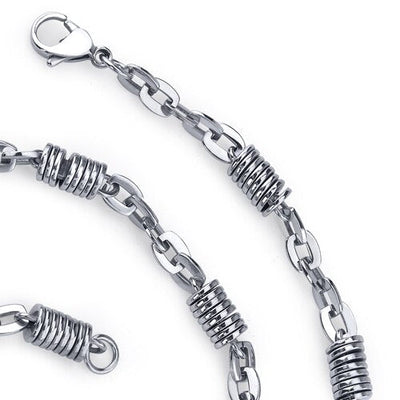 Vibrant Style: Unique Steel Silver-tone Coiled 20 Inch Chain SN8934