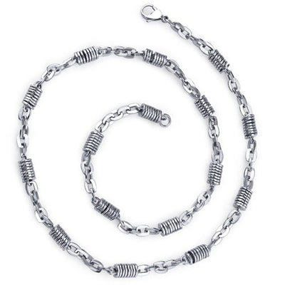 Vibrant Style: Unique Steel Silver-tone Coiled 20 Inch Chain SN8934