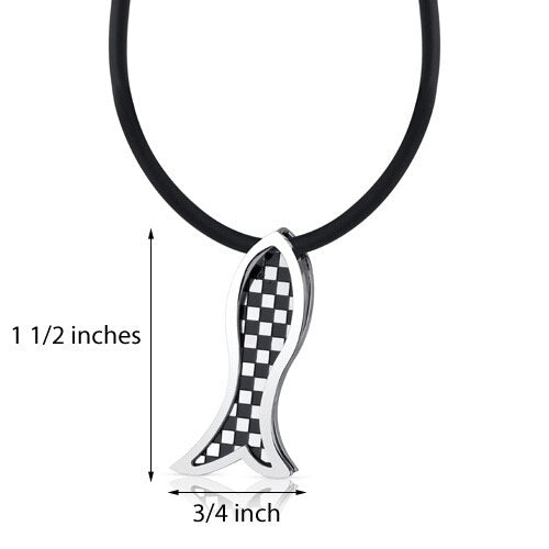 Trendy Impression: Steel Checkered Design Fish Pendant SN8980