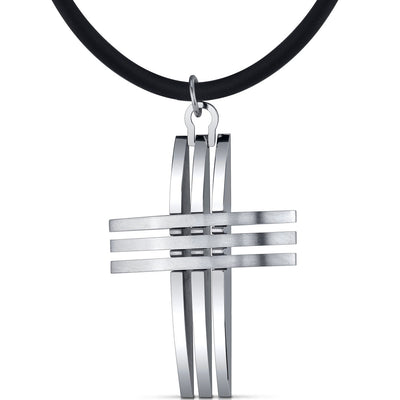 Stainless Steel Modern Cross Pendant Necklace