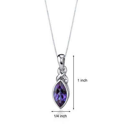 Alexandrite Pendant Necklace Sterling Silver Marquise 2.5 Cts