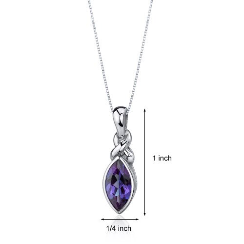 Alexandrite Pendant Necklace Sterling Silver Marquise 2.5 Cts