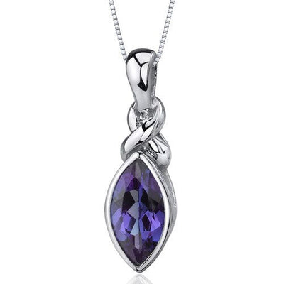 Alexandrite Pendant Necklace Sterling Silver Marquise 2.5 Cts