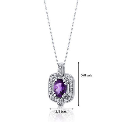 Amethyst Pendant Necklace Sterling Silver Oval 0.75 Carats