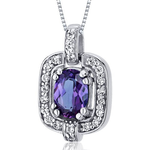 Alexandrite Pendant Necklace Sterling Silver Oval 1 Carats