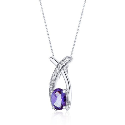 Alexandrite Pendant Necklace Sterling Silver Oval 1 Carats