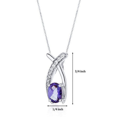 Alexandrite Pendant Necklace Sterling Silver Oval 1 Carats