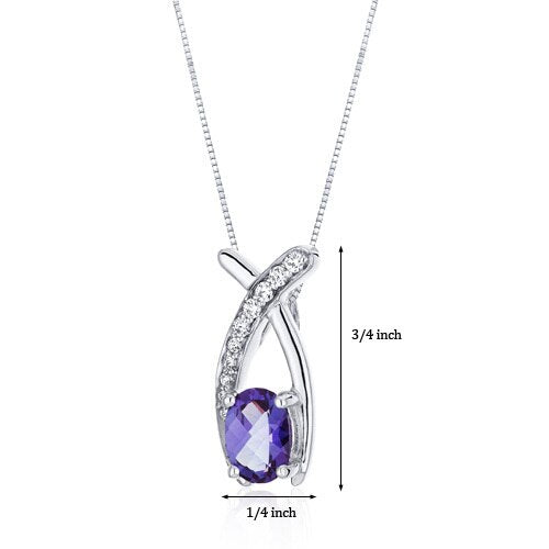 Alexandrite Pendant Necklace Sterling Silver Oval 1 Carats