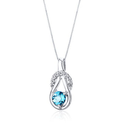 Swiss Blue Topaz Pendant Sterling Silver Round 0.5 Carats