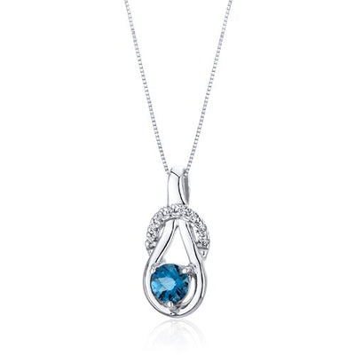 London Blue Topaz Pendant Necklace Sterling Silver 0.5 Carats