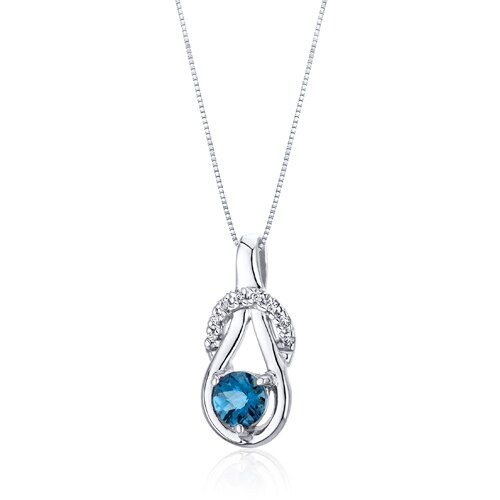 London Blue Topaz Pendant Necklace Sterling Silver 0.5 Carats