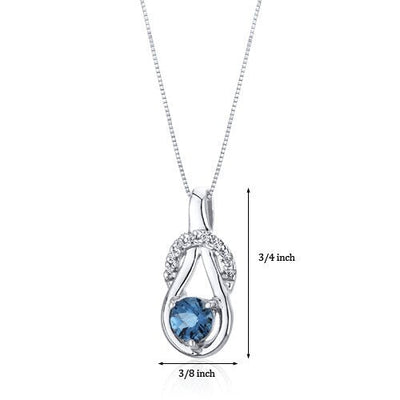 London Blue Topaz Pendant Necklace Sterling Silver 0.5 Carats