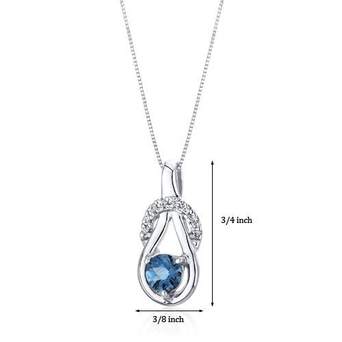 London Blue Topaz Pendant Necklace Sterling Silver 0.5 Carats