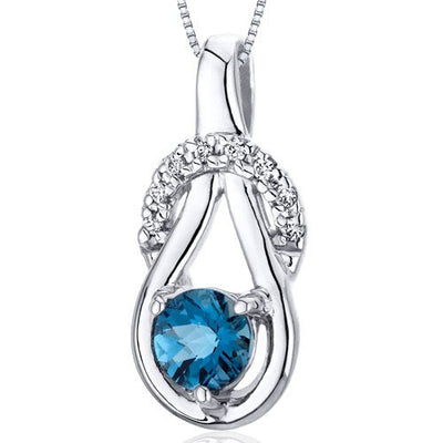 London Blue Topaz Pendant Necklace Sterling Silver 0.5 Carats