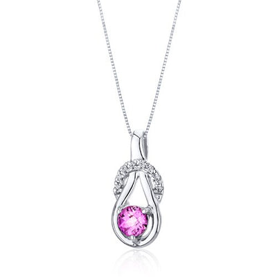 Pink Sapphire Pendant Necklace Sterling Silver Round 0.75 Cts