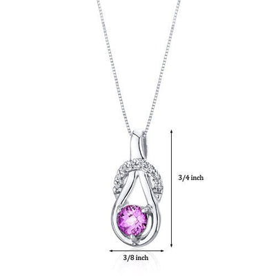 Pink Sapphire Pendant Necklace Sterling Silver Round 0.75 Cts