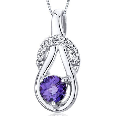 Alexandrite Pendant Necklace Sterling Silver Round 0.75 Carats