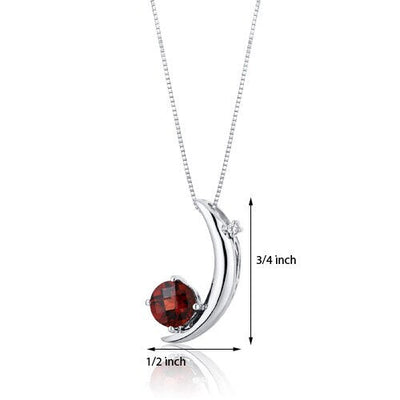 Garnet Pendant Necklace Sterling Silver Round Shape 1 Carats SP10266