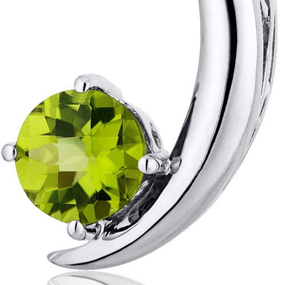 Peridot Pendant Necklace Sterling Silver Round Shape 1 Carats SP10268