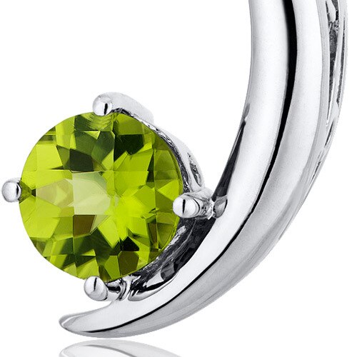 Peridot Pendant Necklace Sterling Silver Round Shape 1 Carats SP10268