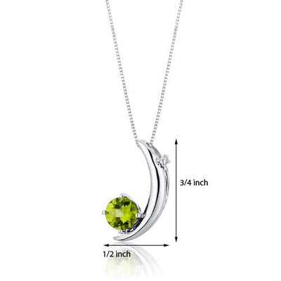 Peridot Pendant Necklace Sterling Silver Round Shape 1 Carats SP10268