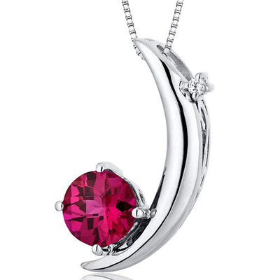 Ruby Pendant Necklace Sterling Silver Round Shape 1 Carats