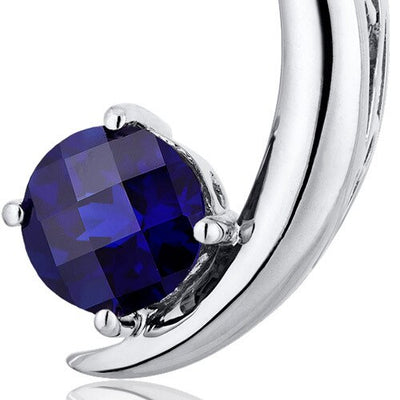 Blue Sapphire Pendant Necklace Sterling Silver Round 1 Carats SP10276