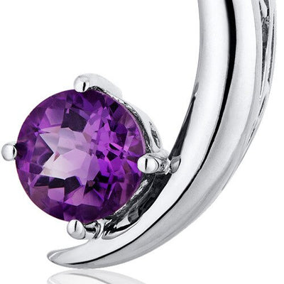 Amethyst Pendant Necklace Sterling Silver Round Shape 1 Carats SP10280