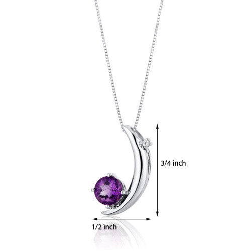 Amethyst Pendant Necklace Sterling Silver Round Shape 1 Carats SP10280