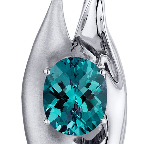 Alexandrite Pendant Necklace Sterling Silver Oval 5 Carats