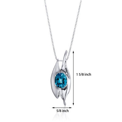 London Blue Topaz Pendant Necklace Sterling Silver Oval 4 Cts