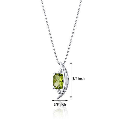 Peridot Floating Gallery Pendant Necklace Sterling Silver 1.50 Carats Radiant Cut