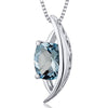 Aquamarine Pendant Necklace Sterling Silver Radiant 1.25 Carat