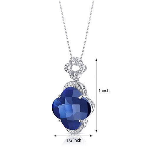 Blue Sapphire Pendant Necklace Sterling Silver Lilly 21 Carats