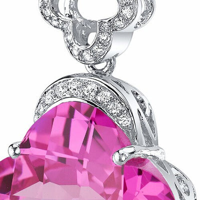 Pink Sapphire Pendant Necklace Sterling Silver Lilly 22 Carats