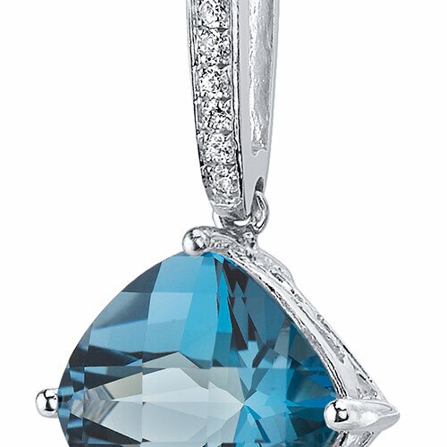 London Blue Topaz Pendant Necklace Sterling Silver 4.5 Carats