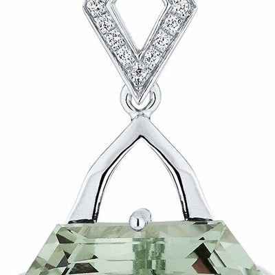 Green Amethyst Pendant Sterling Silver Superman Cut 6 Carats