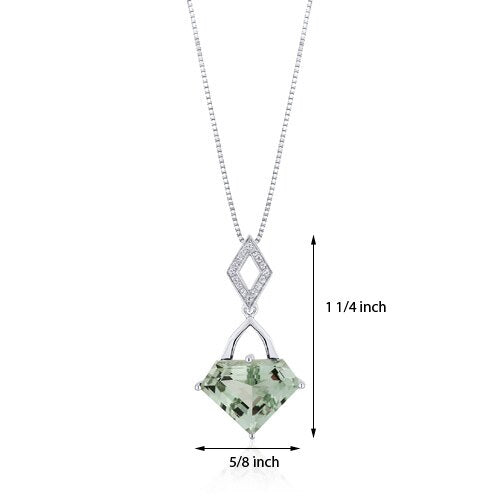 Green Amethyst Pendant Sterling Silver Superman Cut 6 Carats