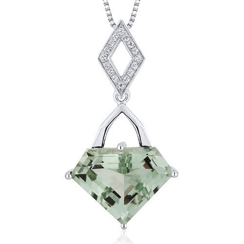 Green Amethyst Pendant Sterling Silver Superman Cut 6 Carats