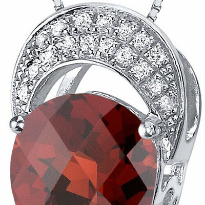 Garnet Pendant Necklace Sterling Silver Pear Shape 2.75 Carats