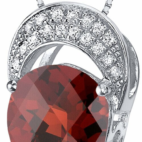 Garnet Pendant Necklace Sterling Silver Pear Shape 2.75 Carats