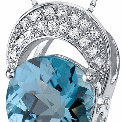 London Blue Topaz Pendant Sterling Silver Pear 2.5 Carats