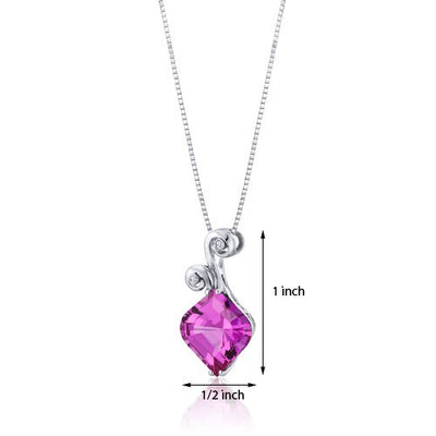 Pink Sapphire Pendant Necklace Sterling Silver Onion Cut 8 Cts