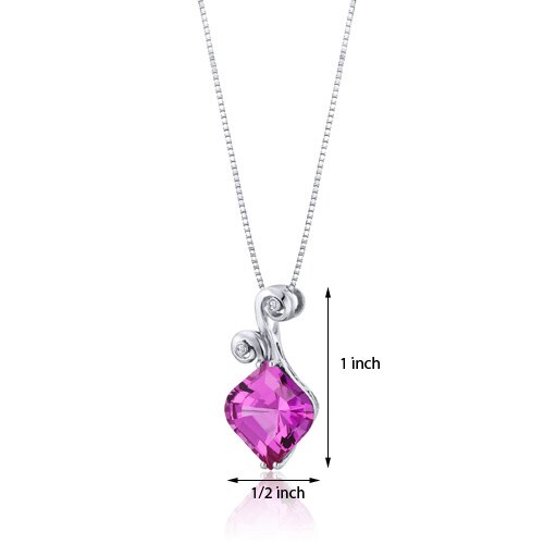 Pink Sapphire Pendant Necklace Sterling Silver Onion Cut 8 Cts