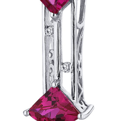 Ruby Pendant Sterling Silver Fan Shape 2 Carats