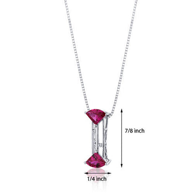 Ruby Pendant Sterling Silver Fan Shape 2 Carats