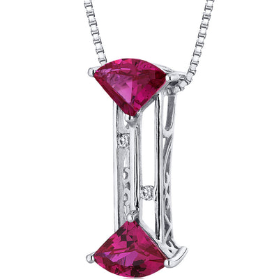 Ruby Pendant Sterling Silver Fan Shape 2 Carats