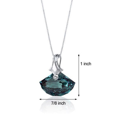 Alexandrite Pendant Necklace Sterling Silver Shell Cut 21 Cts